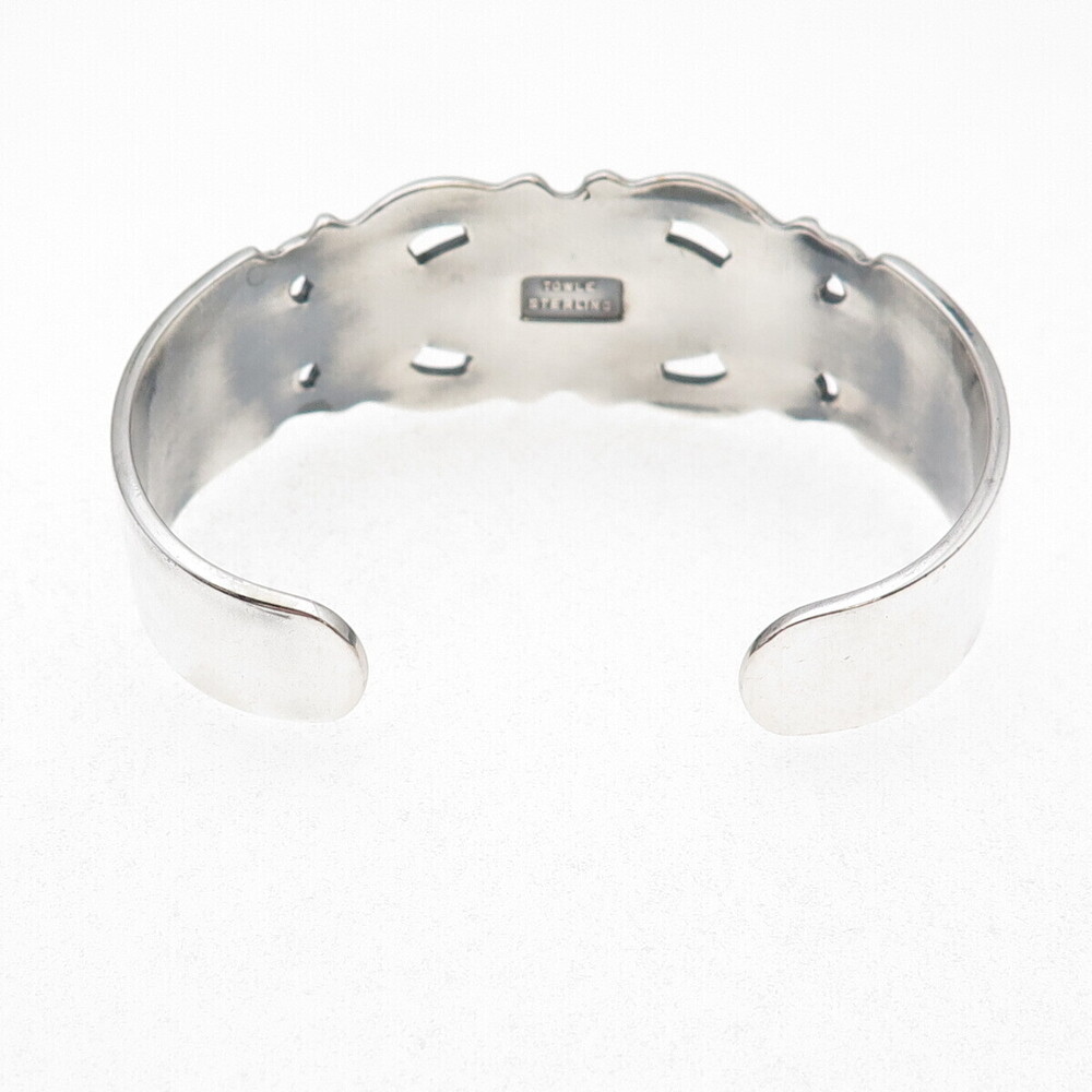 Towle 925 Sterling Silver Vintage Real Tiger Eye Floral Adjustable Bracelet 6.5" - Picture 5 of 7